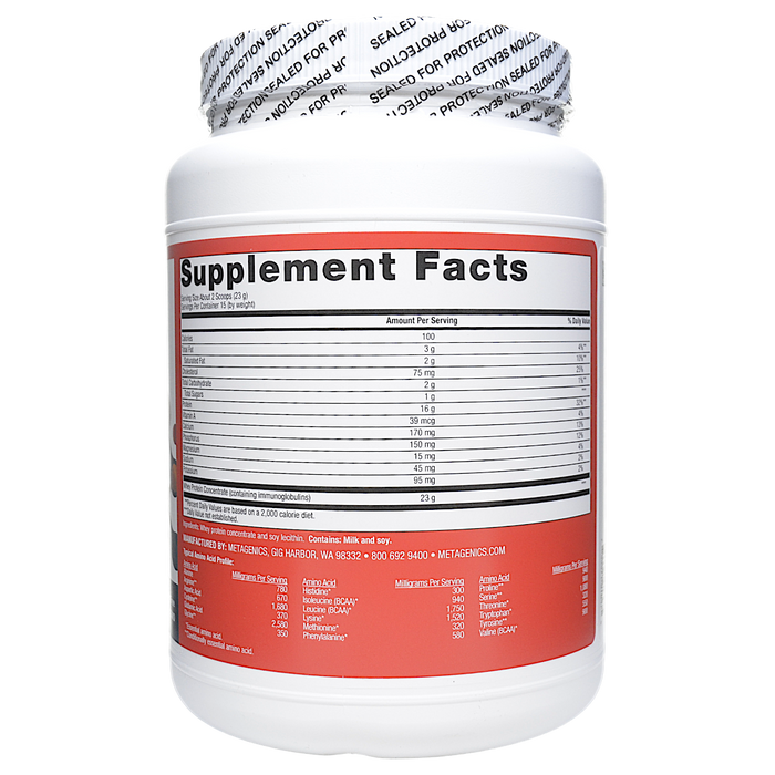 Metagenics BioPure Protein 15 servings supplement facts label