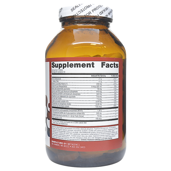 Metagenics Bone Builder Active 180 tablets supplement facts label