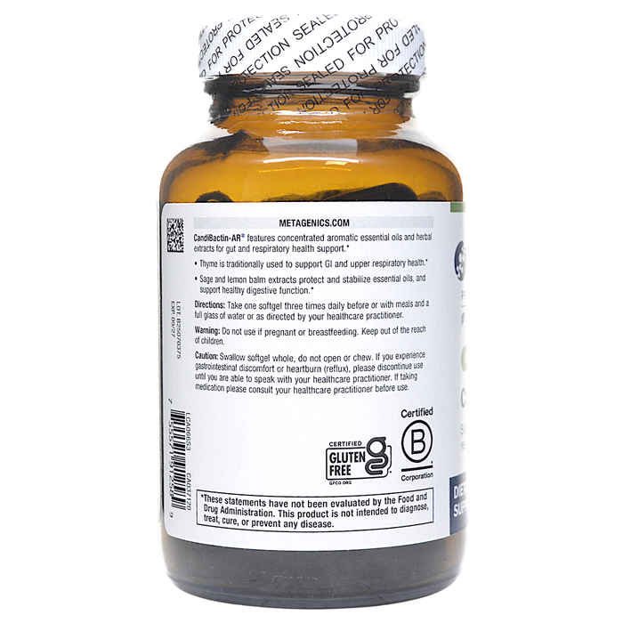Metagenics Candibactin-AR 120 softgels directions label