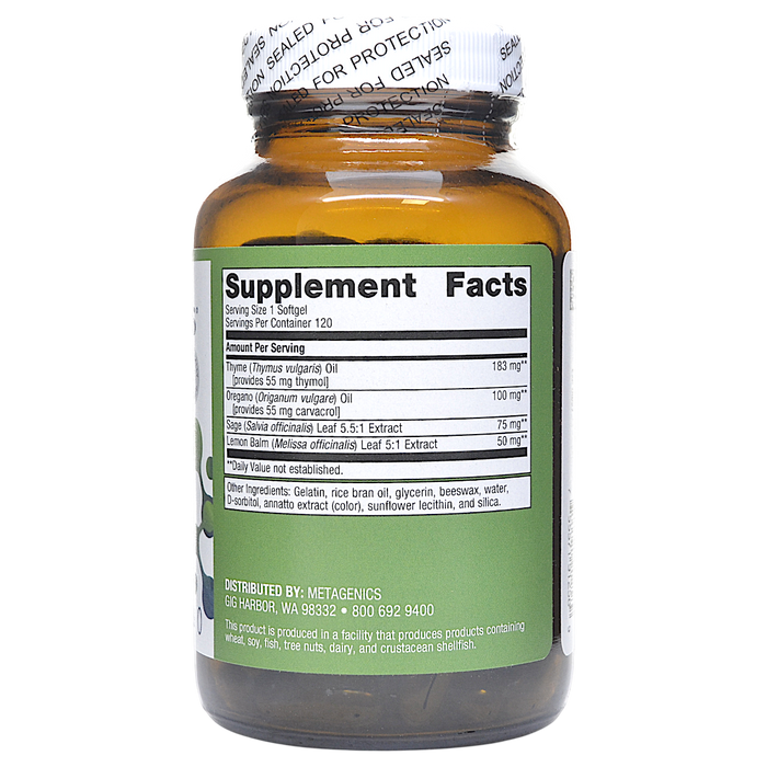Metagenics Candibactin-AR 120 softgels supplement facts label