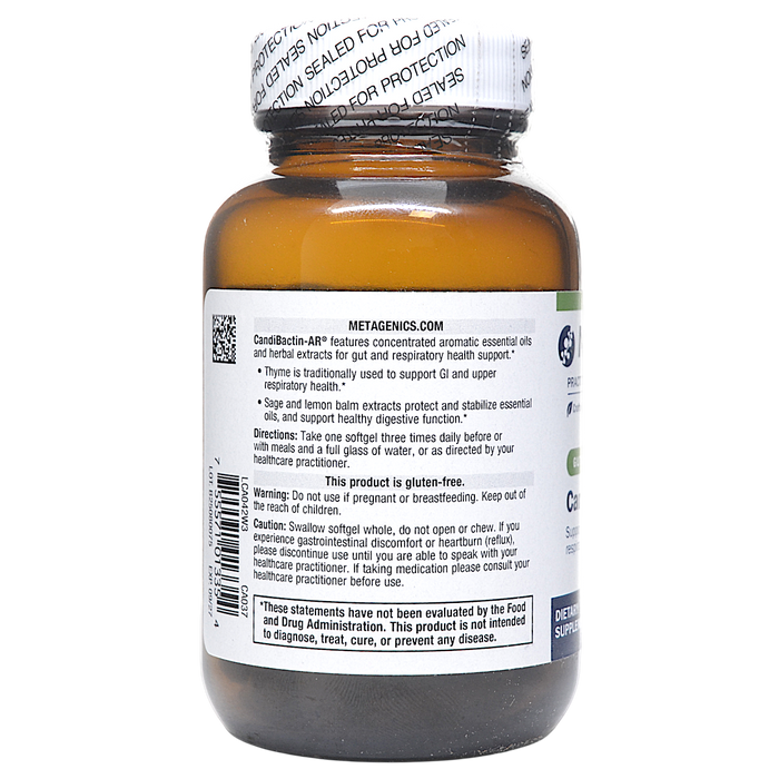 Metagenics Candibactin-AR 60 softgels directions label