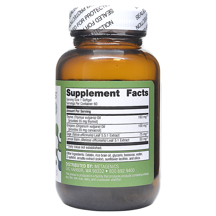 Metagenics Candibactin-AR 60 softgels supplement facts label