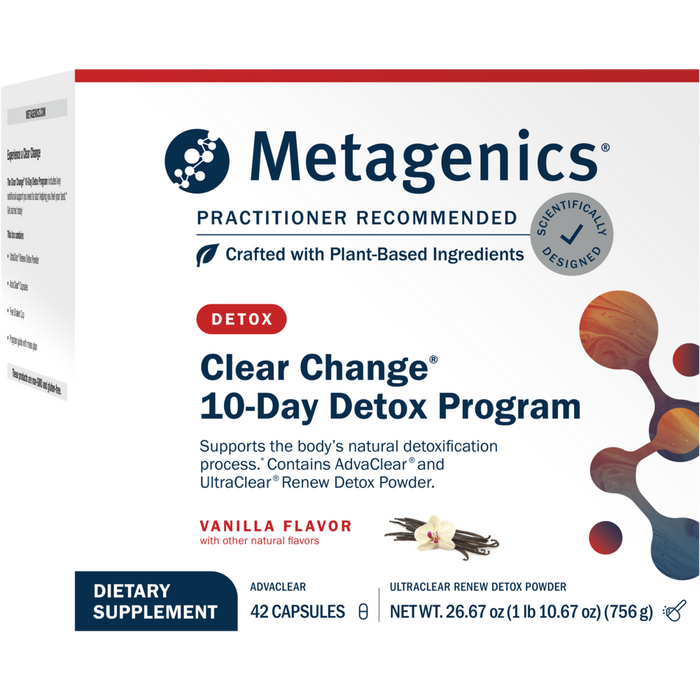 Metagenics Clear Change 10-Day Detox Program Vanilla, front of kit box