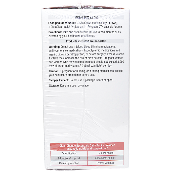 Metagenics Clear Change Essentials Daily Packs 30 packets directions label