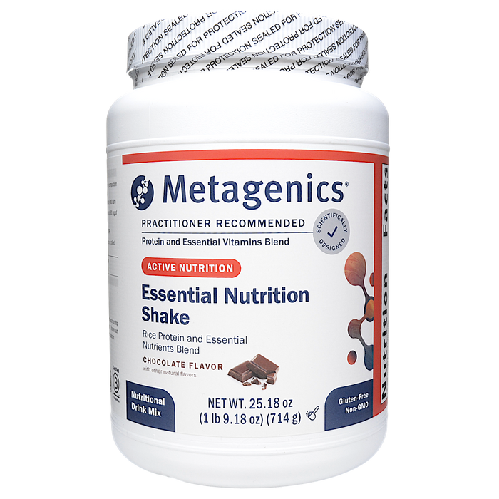 Metagenics Essential Nutrition Shake Chocolate, 14 servings, front of canister