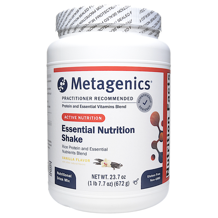 Metagenics Essential Nutrition Shake Vanilla, 14 servings, front of canister