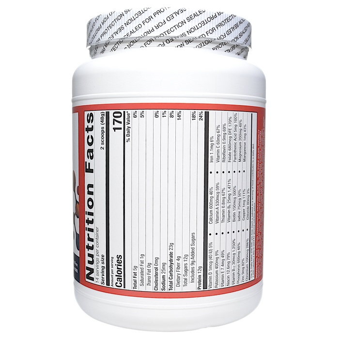 Metagenics Essential Nutrition Shake Vanilla 14 servings nutrition facts label