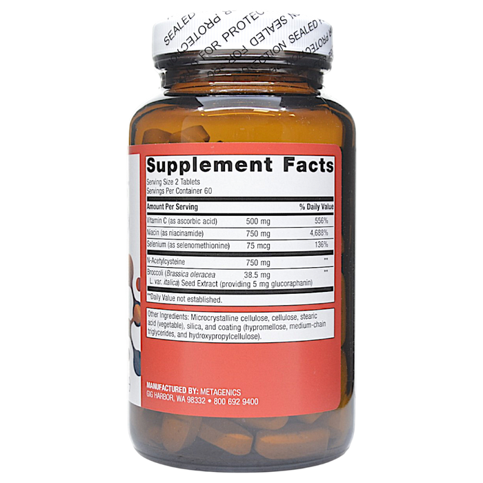 Metagenics GlutaClear 120 tablets supplement facts label