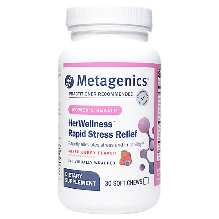Metagenics HerWellness Rapid Stress Relief, 30 soft chews, front of bottle