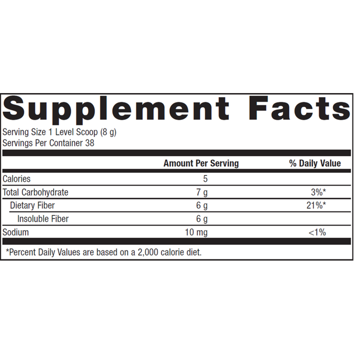 Metagenics MetaFiber 38 servings supplement facts label