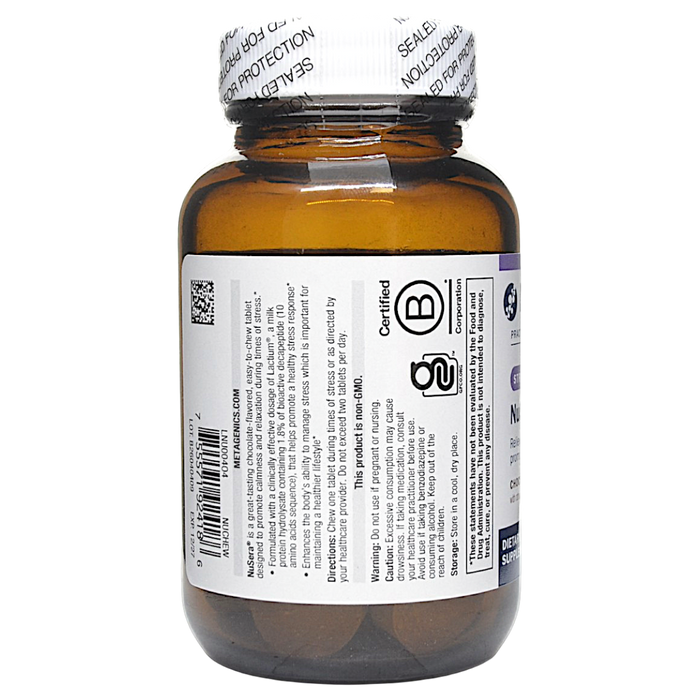 Metagenics NuSera Chocolate 30 chewable tablets suggested use label