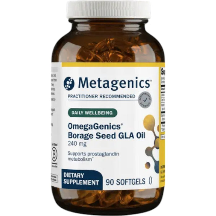 Metagenics OmegaGenics Borage Seed GLA Oil 240 mg, 90 softgels, front of bottle