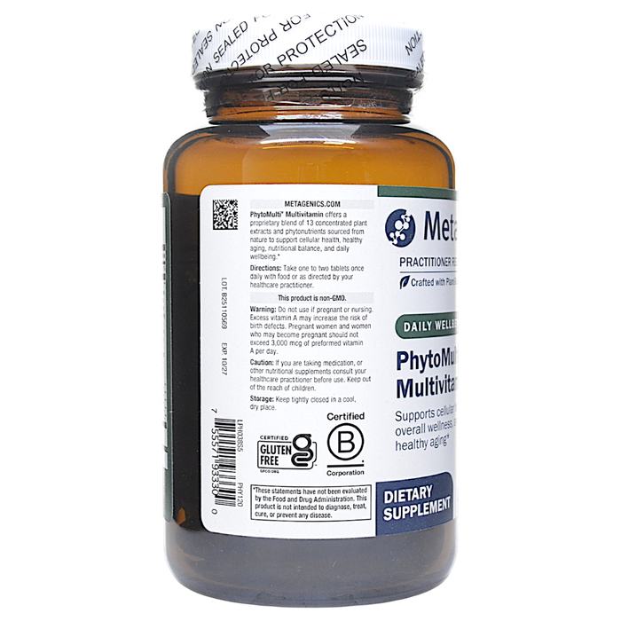 Metagenics PhytoMulti Multivitamin 120 tablets directions label