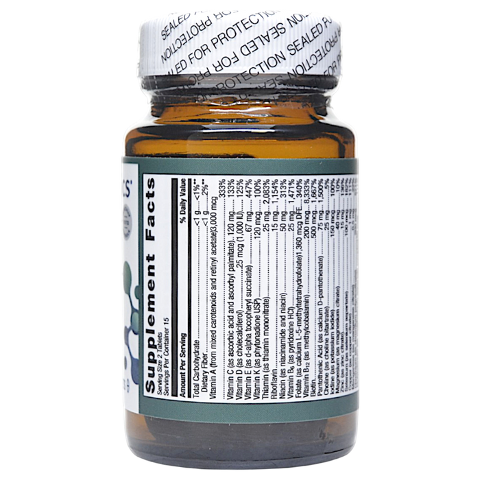 Metagenics PhytoMulti Multivitamin 30 tablets supplement facts label