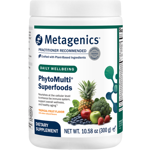 Metagenics PhytoMulti Superfoods Tropical Fruit, 29 servings, front of canister