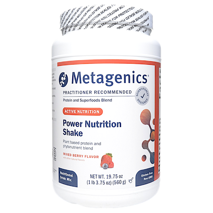 Metagenics Power Nutrition Shake Mixed Berry, 14 servings, front of canister