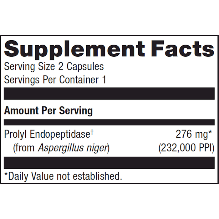 Metagenics SpectraZyme Gluten Digest Enzymes 40 capsules supplement facts label