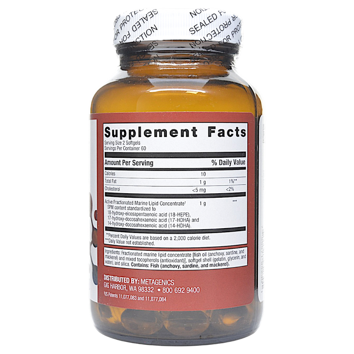 Metagenics SPM Active 120 softgels supplement facts label