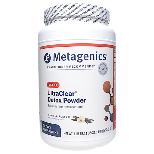 Metagenics UltraClear Detox Powder Vanilla, 21 servings, front of canister