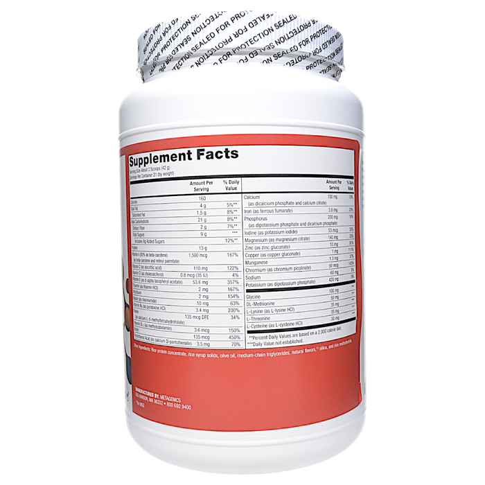 Metagenics UltraClear Detox Powder Vanilla 21 servings supplement facts label
