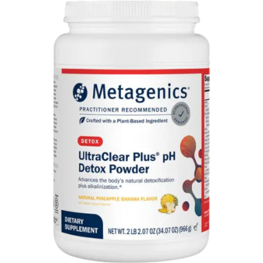 Metagenics UltraClear Plus pH Detox Powder Pineapple Banana, 21 servings, front of canister