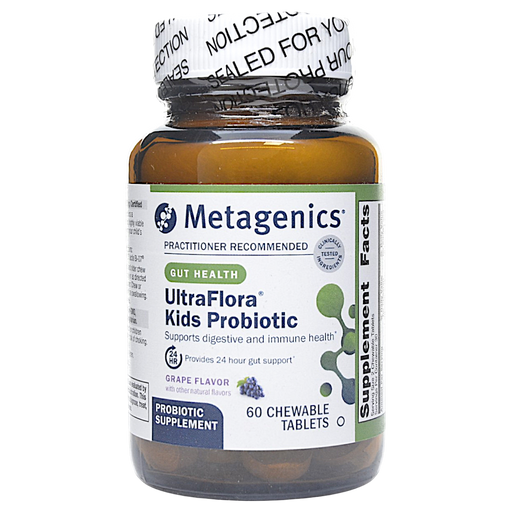 Metagenics UltraFlora Kids Probiotic, 60 chewable tablets, front of bottle