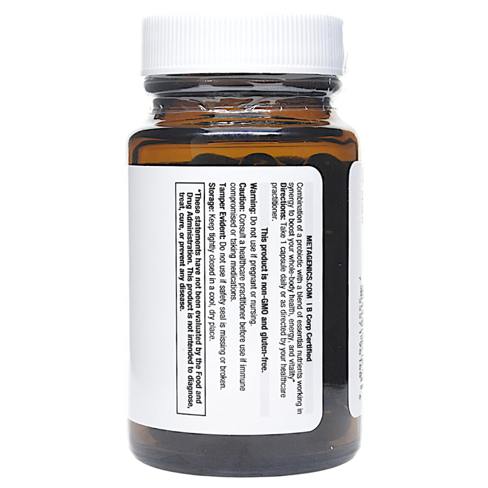 Metagenics UltraFlora Probiotic + Multivitamin 30 capsules directions label