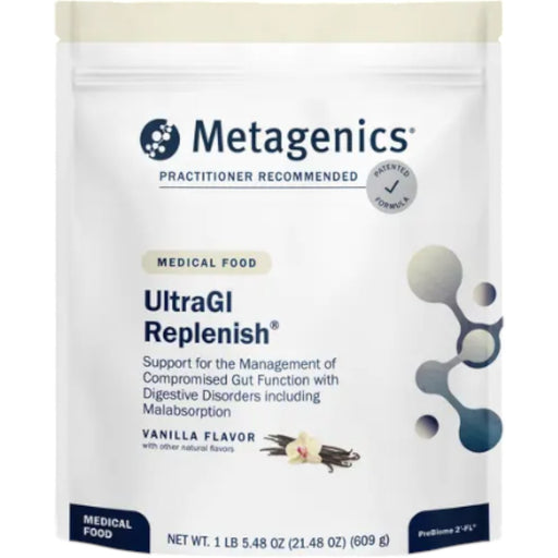 Metagenics UltraGI Replenish Vanilla, 14 servings, front of pouch