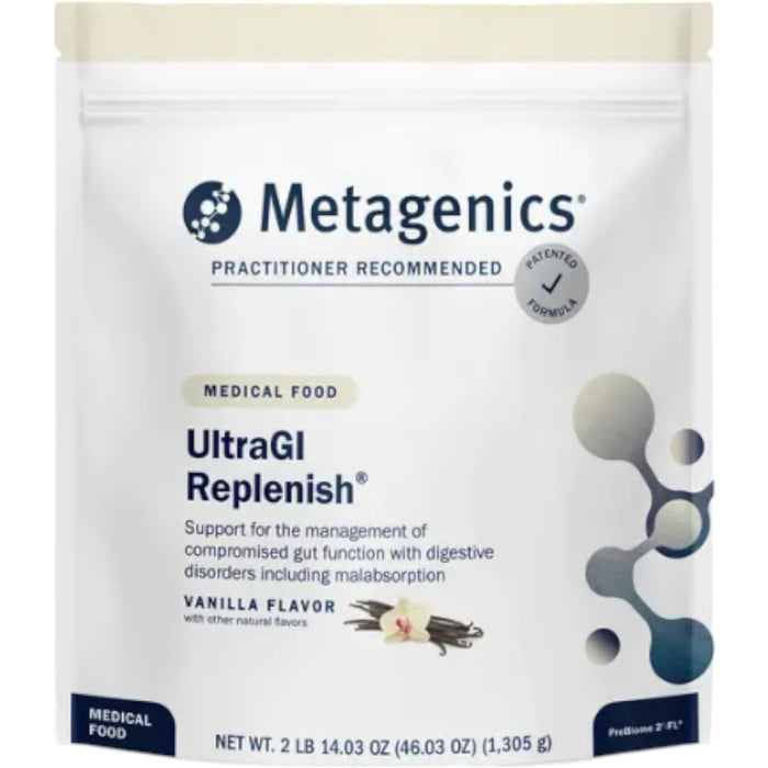 Metagenics UltraGI Replenish Vanilla, 30 servings, front of pouch