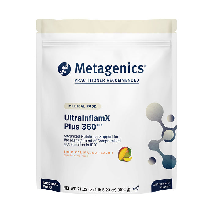 Metagenics UltraInflamX Plus 360° Mango, 14 servings, front of pouch