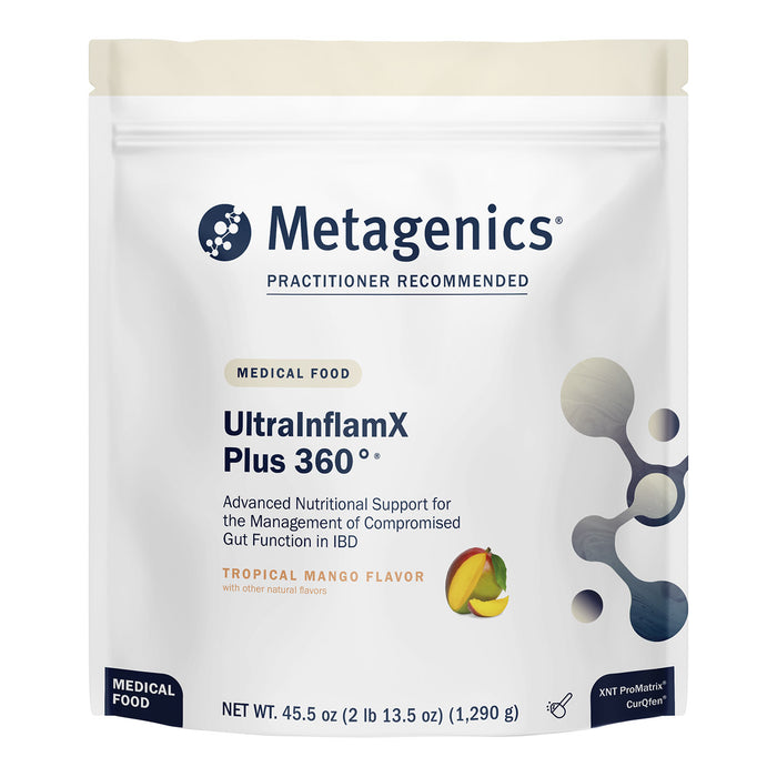 Metagenics UltraInflamX Plus 360° Mango, 30 servings, front of pouch
