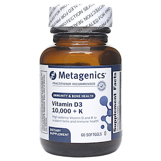 Metagenics Vitamin D3 10,000 + K, 60 softgels, front of bottle