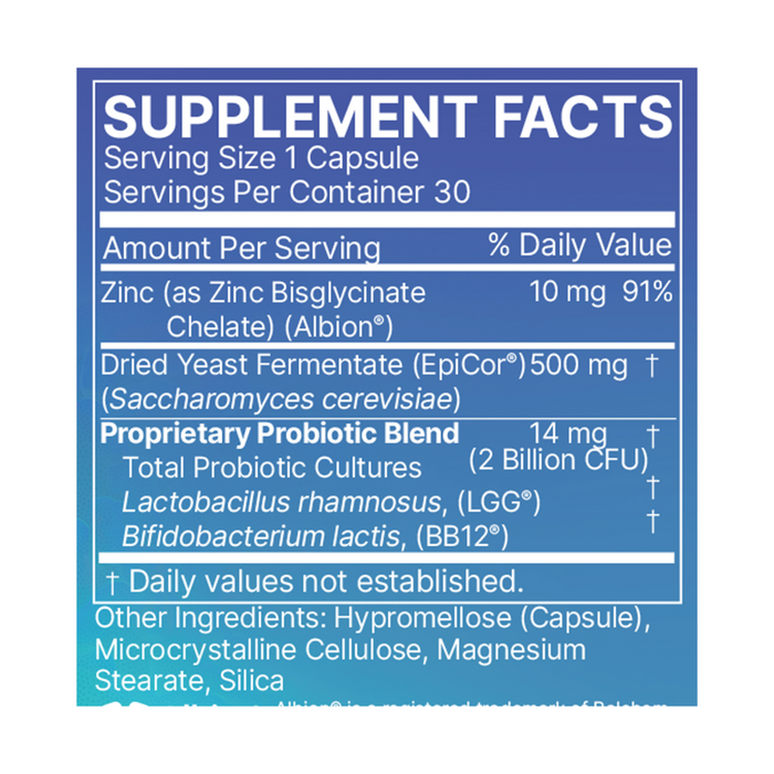 Microbiome Labs EpicDefense 30 capsules supplement facts label