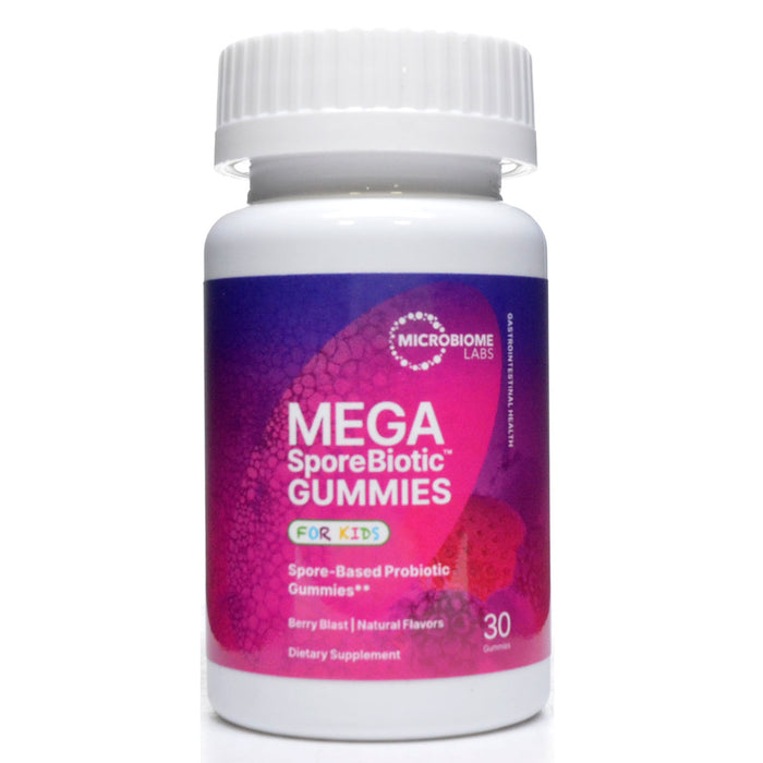 Microbiome Labs MegaSporeBiotic Gummies for Kids, 30 gummies, front of bottle