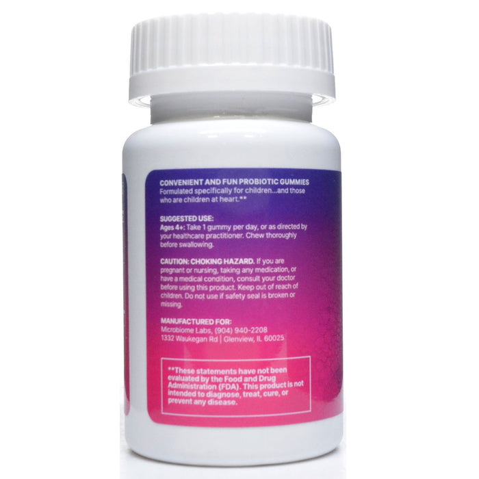 Microbiome Labs MegaSporeBiotic Gummies for Kids 30 gummies suggested use label