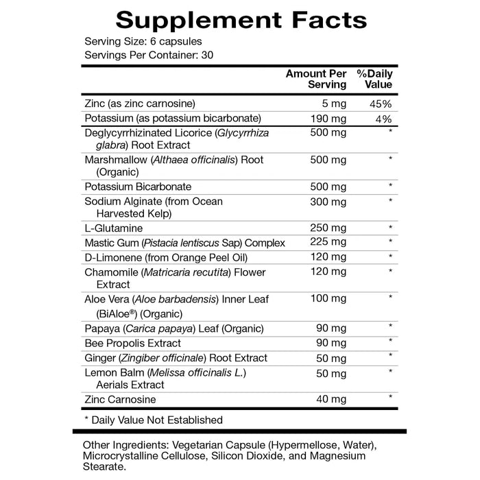 Natura Health Products Digest Mend 180 capsules supplement facts label