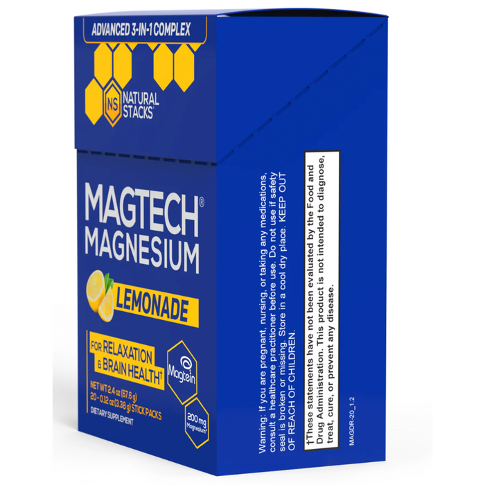 Natural Stacks MagTech Drink 20 packets warnings label