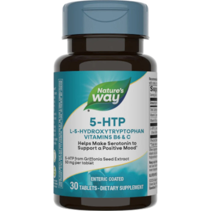 Nature's Way 5-HTP 50 mg, 30 tablets, front of bottle