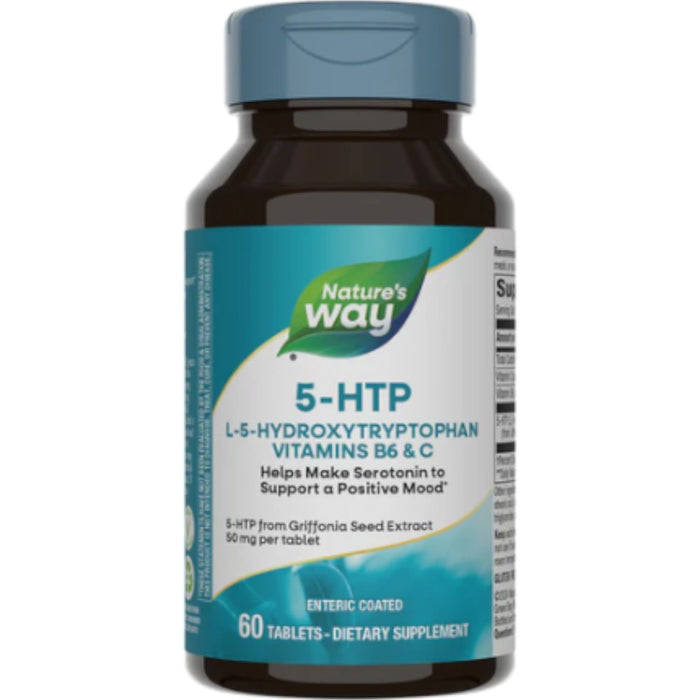 Nature's Way 5-HTP 50 mg, 60 tablets, front of bottle