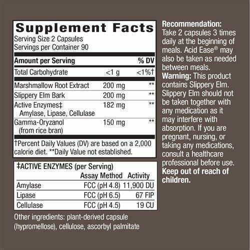 Nature's Way Acid-Ease 180 capsules supplement facts label