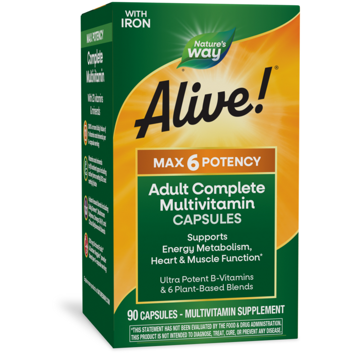 Nature's Way Alive! Max 6 Daily Multi, 90 vegetarian capsules, front of box