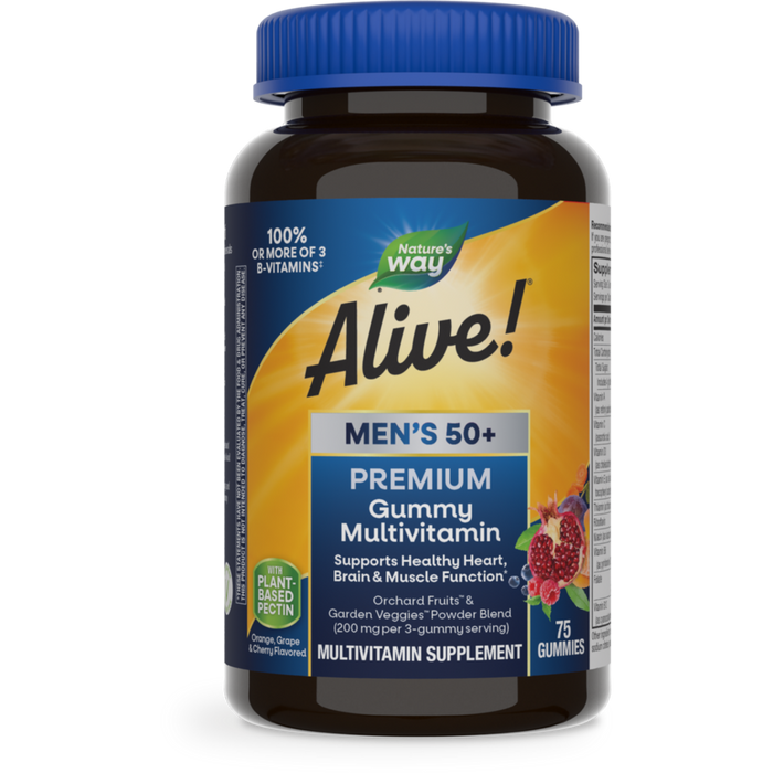 Nature's Way Alive! Men's 50+ Premium Gummy Multivitamin, 75 gummies, front of bottle