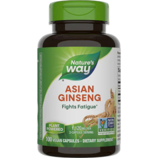 Nature's Way Asian Ginseng Root 1120 mg, 100 capsules, front of bottle