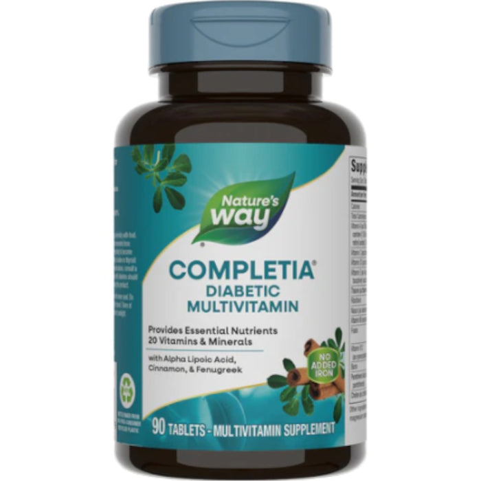 Nature's Way Completia Diabetic Multivitamin, 90 tablets, front of bottle