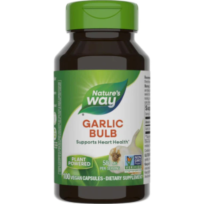 Nature's Way Garlic Bulb 580 mg, 100 capsules, front of bottle