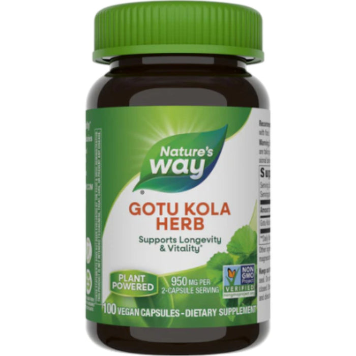 Nature's Way Gotu Kola Herb 950 mg, 100 capsules, front of bottle