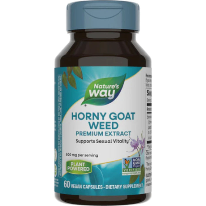 Nature's Way Horny Goat Weed 500 mg, 60 capsules, front of bottle