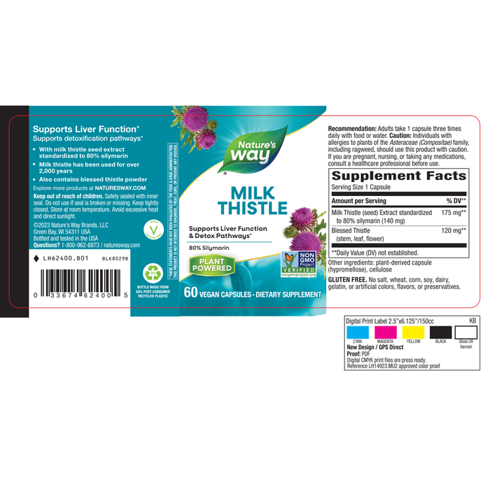 Nature's Way Milk Thistle 60 capsules full label