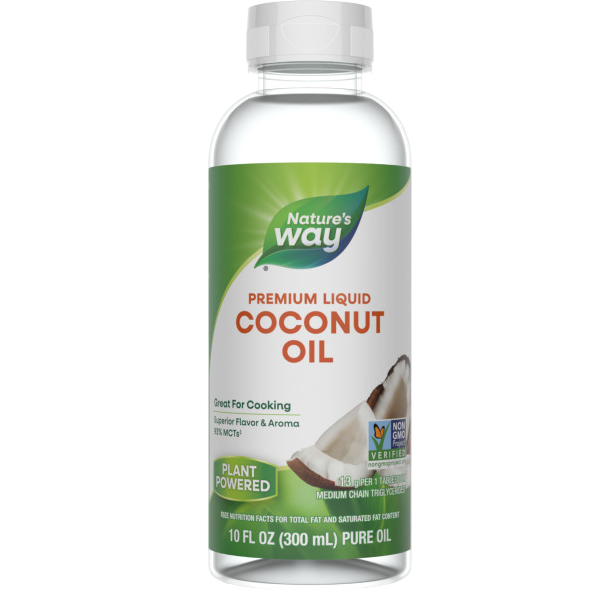 Nature's Way Premium Liquid Coconut Oil, 10 oz, front of bottle