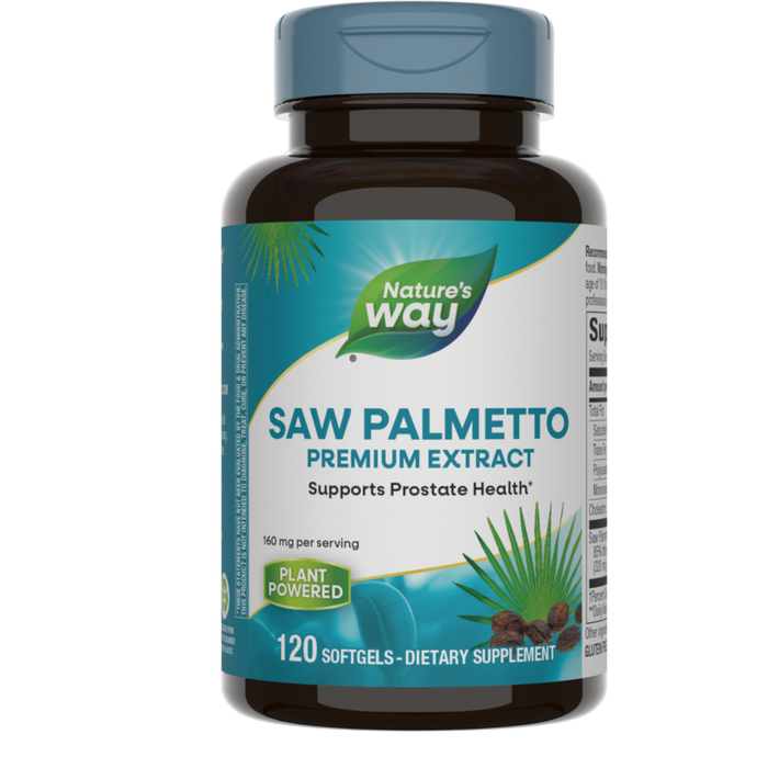 Nature's Way Saw Palmetto 160 mg, 120 softgels, front of bottle